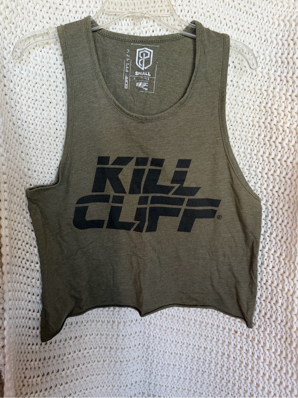 KILL CLIFF Olive Graphic Crop Tank